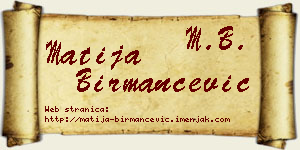 Matija Birmančević vizit kartica